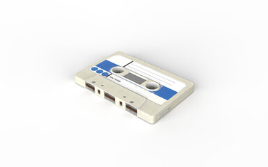 classic new clean cassettes in different colors on a white background