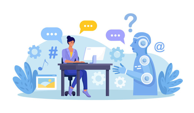 Chatbot conversation with clients. Chat bot chatting. Optimizing language models for dialogue. Artificial intelligence robot answer questions, generate refinement conversation, provide smart solution