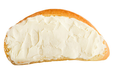 bread with butter, isolated on white background, full depth of field