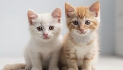 Portrait of a group of beautiful cats close-up on an isolated background. Generative AI