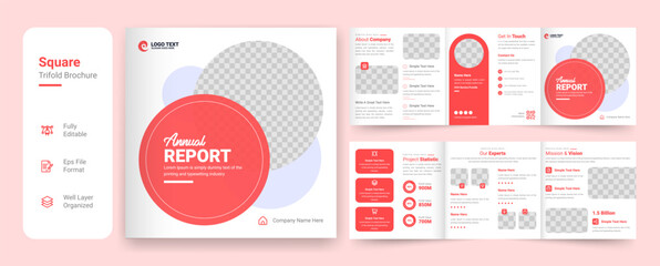 Creative business square trifold brochure template design