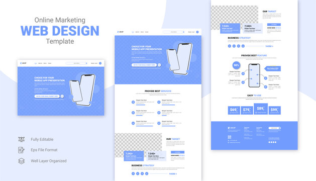 Website landing page template design