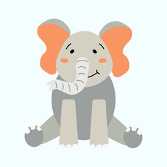 Vector cartoon elephant. Cute elephant in a flat style. Popular wild, African animal. White isolated background. Children's illustration.