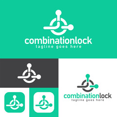 combination lock logo design.simple Modern abstract vector illustration icon style design.minimal Black and white color.