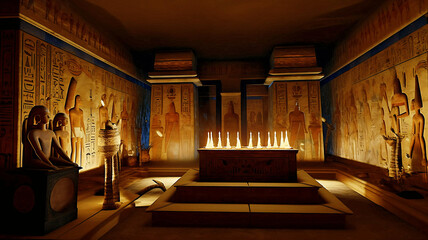 Egyptian Tomb with Hieroglyphs