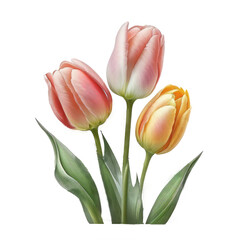 tulip flowers colorful isolated on white