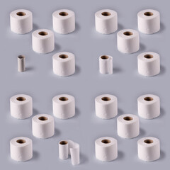 toilet paper on a blue background, seamless pattern