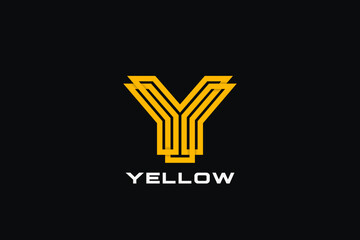 Letter Y Logo Monogram design Linear Outline Style vector template.