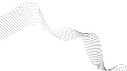 Abstract slim black waves on white background, isolated, illustration.