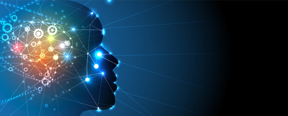 Artificial intelligence. Technology web background. Virtual concept