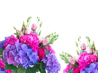 Bright pink and blue flowers