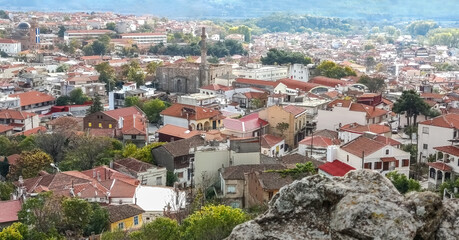 Panoramic view of Didymoteicho city Macedonia Evros Greece from the hilltop of medieval fortress or...