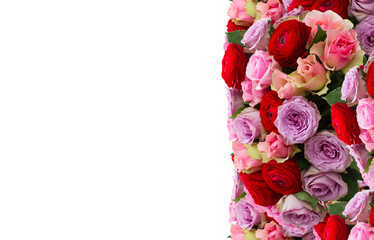bouquet of fresh roses and ranunculus