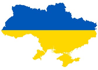 Blue and yellow illustration of Ukrainian map, Symbol of Ukraine