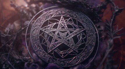 Magic wiccan witchcraft symbol with mystical background fantasy concept generative ai