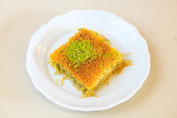 Turkish Dessert Sobiyet  Baklava, mussels baklava and classic baklava with Pistachio . Cevizli, Fistikli Baklava, top view.