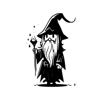 Wizard | Black and White Vector illustration