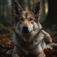 Naklejka na ściany i meble Czechoslovakian Wolfdog in a fantasy forest 