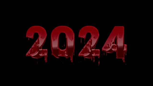 2024 Blood Text Tltle Animation Text, Alpha Channel