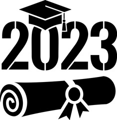 Graduation class 2023 vector sign