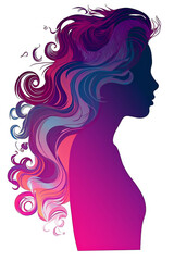 Silhouette of a woman, pink colours  - generative AI, KI