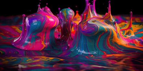 Fluid Art. Abstract colorful background, wallpaper. Mixing paints. Modern art,generative ai.