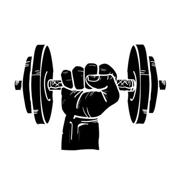 hand with dumbbell