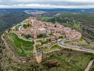 Fototapeta na wymiar Pedraza in Segovia panoramic aerial view