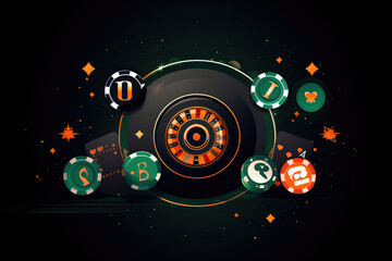Gambling element, poker chips and cards. Casino. Generative AI