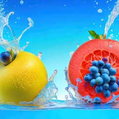 fresh fruits in water splash