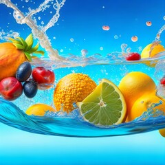 fruits in splash