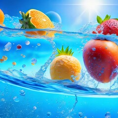fresh fruit in water