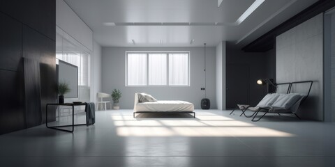 Minimalism interior design room with beautiful lightning generative ai