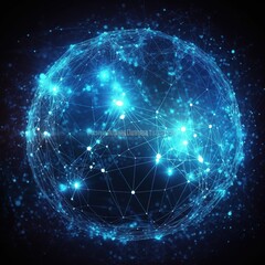 Obraz premium Global business point and line composition concept on a world map. Internet technology on a global scale. generative ai