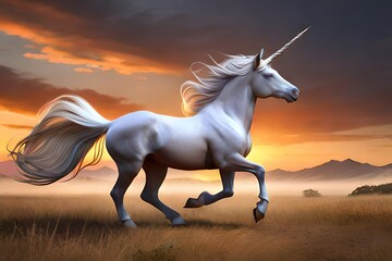 Obraz na płótnie Canvas unicorn running in jungle