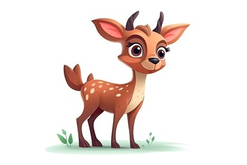 cute deer standing in a green grassy field. Generative AI