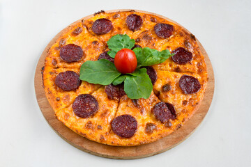 Delicious mixed pizza with rich content. Menu concept of choice and diversity. Karisik pizza