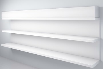 minimalist white shelf with three levels. Generative AI