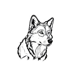 Contour portrait of a guard dog on a white background. Vector illustration