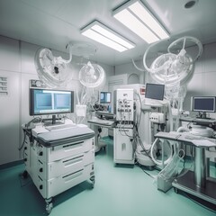 Fototapeta na wymiar Modern equipment in operating room. Medical devices for neurosurgery. generative ai