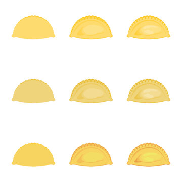 A vector drawn panzerotti illustration with various colors and amount of details