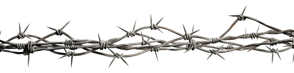A barbed wire isolated on transparent background - Generative AI - obrazy, fototapety, plakaty