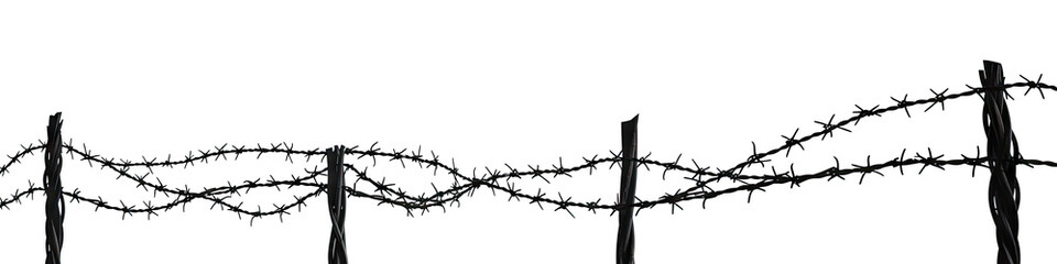 A barbed wire isolated on transparent background - Generative AI - obrazy, fototapety, plakaty