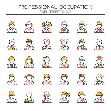 Professional Occupation , Thin Line and Pixel Perfect Icons.