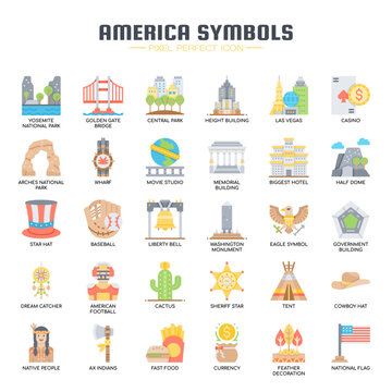 America Symbols , Thin Line and Pixel Perfect Icons