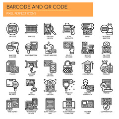 Barcode and QR Code , Thin Line and Pixel Perfect Icons