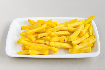 French fries Snack food crispy potato . Fast food or  snacks concept. Patates cips.