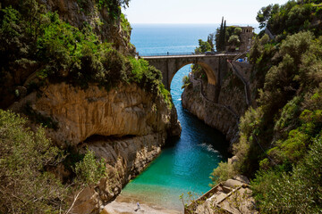 The fiord of Furore on Amalfi coast in Italy - obrazy, fototapety, plakaty