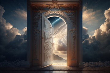 Door to Heaven. Illustration AI Generative.