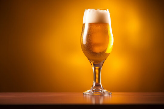 Glass of beer ad background. Illustration AI Generative